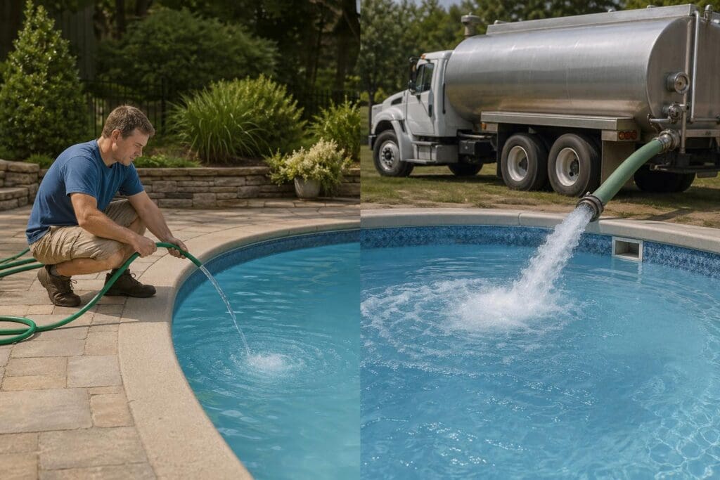 Featured image for How to Fill a Pool Fast: Garden Hose vs. Water Truck