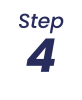 A simple instructional graphic showing the number 4 with the word 'step' above it in navy blue text on a white background.