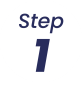 A simple instructional graphic displaying 'step 1' in navy blue italicized text with a large bold numeral below it.